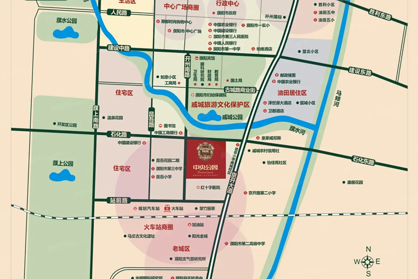 中央公园-明珠·蔚秀园交通图