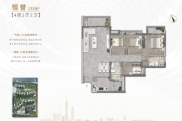  New World · Kaiyue Bay, 4 rooms, 2 halls, 1 kitchen, 2 bathrooms, 133.0 ㎡