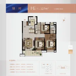 大华锦绣前城3室2厅1厨2卫建面127.00㎡