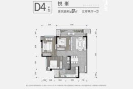 北京城建·龙樾熙城3室2厅1厨1卫建面87.00㎡