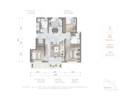 首创·天阅山河3室2厅1厨2卫建面109.00㎡
