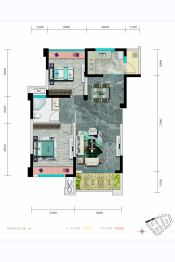 侏罗纪半山2室2厅1厨1卫建面77.00㎡