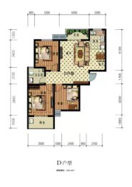 腾飞盛园3室1厅1厨1卫建面105.14㎡