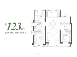 中海云麓公馆3室2厅1厨2卫建面123.00㎡