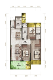 百强世纪城悦境和鸣3室2厅1厨2卫建面116.90㎡