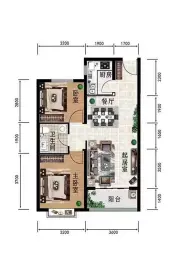 柳岸新居2室2厅1厨1卫建面85.00㎡