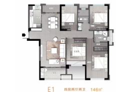 中环荣域悦棠4室2厅1厨2卫建面146.00㎡