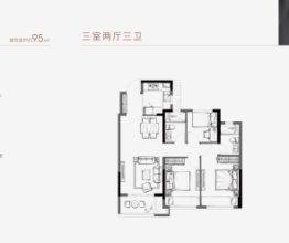 时代东宸上品3室2厅1厨2卫建面95.00㎡