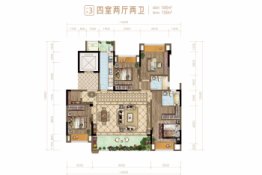 北辰·悦来壹号4室2厅1厨2卫建面146.0㎡