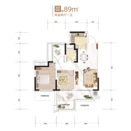 优品道·清峯晓镇2室2厅1卫建面89.00㎡