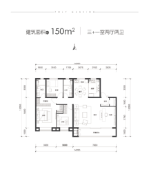 保利·悦公馆4室2厅1厨2卫建面150.00㎡