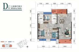 建滔·裕花园3室2厅1厨2卫建面119.94㎡