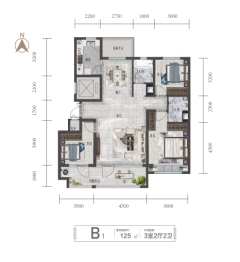 恒信丹桂世家3室2厅1厨2卫建面125.00㎡