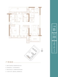 国贸润原3室2厅1厨2卫建面88.00㎡