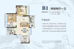 惠阳振业城2室2厅1厨1卫建面87.39㎡