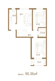 华普城2室1厅1厨1卫建面90.36㎡