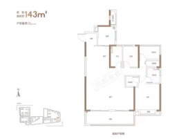 星澜湾3室2厅1厨2卫建面143.00㎡