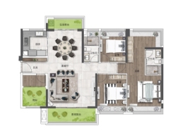 美的·世茂·滨江壹号4室2厅1厨2卫建面142.0㎡