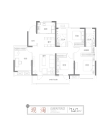 绿地澜庭公馆4室2厅1厨2卫建面140.00㎡