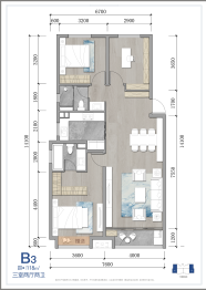 恒安·印山河3室2厅1厨2卫建面118.00㎡