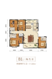 瑞岭雍和郡2室1厅1厨3卫建面213.00㎡