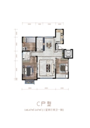 宝湖华府3室2厅1厨2卫建面146.47㎡