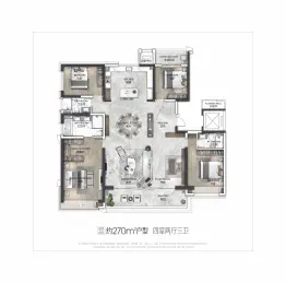 华润郑东万象城·幸福里4室2厅1厨3卫建面270.0㎡