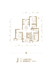 邢台富力城3室2厅1厨2卫建面124.13㎡