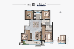 儒辰辰悦4室2厅1厨2卫建面135.00㎡