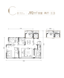 中国铁建·西派国樾4室2厅1厨3卫建面192.00㎡