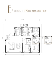 中国铁建·西派国樾4室2厅1厨2卫建面172.00㎡