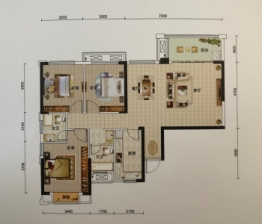 恒润国际3室2厅1厨2卫建面125.00㎡