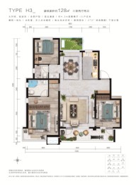 曙光壹号学府3室2厅1厨2卫建面128.00㎡