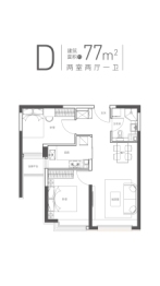 峯范北京2室2厅1厨1卫建面77.00㎡