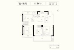 新能源天骄望3室2厅1厨1卫建面86.00㎡