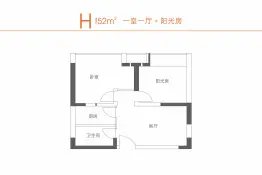 糖果SOHO1室1厅1厨1卫建面52.00㎡