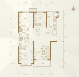 国力五期3室2厅1厨2卫建面141.09㎡