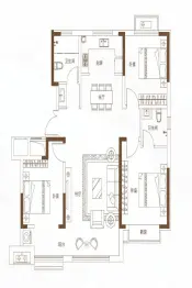 名仕文苑3室2厅1厨2卫建面125.16㎡