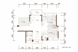 宏益花城二期2室2厅1厨2卫建面96.00㎡