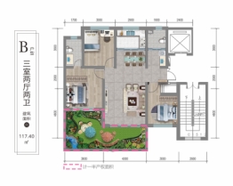 金禾·御鉴东方3室2厅1厨2卫建面117.40㎡