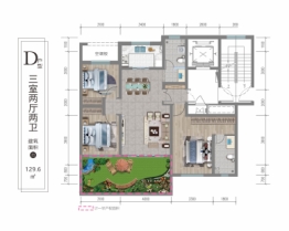 金禾·御鉴东方3室2厅1厨2卫建面129.60㎡