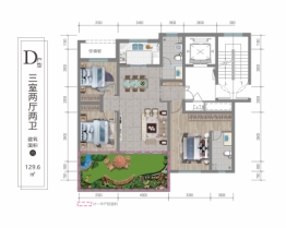 金禾·御鉴东方3室2厅1厨2卫建面129.60㎡