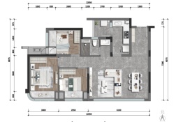 中海寰宇时代·璟悦3室2厅1厨1卫建面87.20㎡