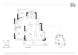 招商·奥体公园3室2厅1厨1卫建面97.00㎡