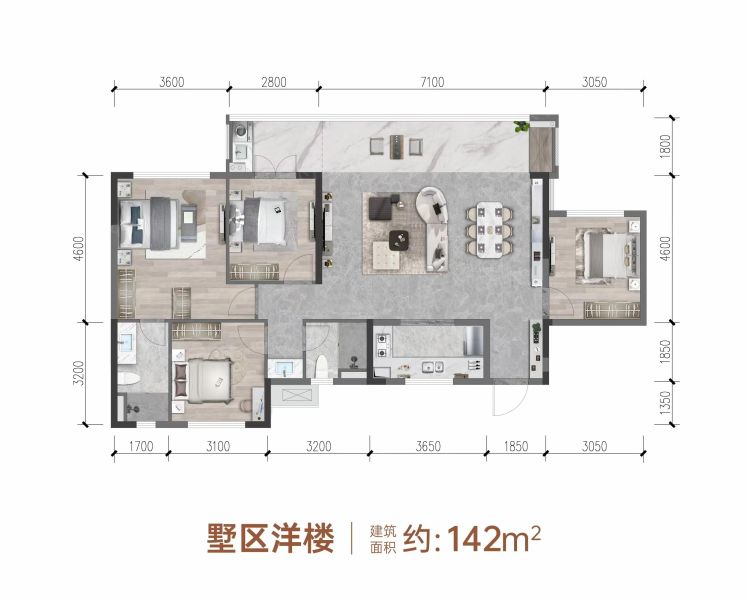 成都龙湖光屿原著4室2厅2卫1厨142.00㎡户型图-成都房天下
