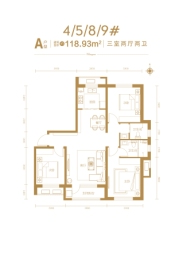 天洲十里长安3室2厅1厨2卫建面118.93㎡