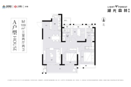 海门湖光森林3室2厅1厨2卫建面109.00㎡