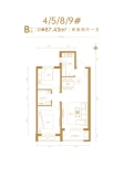 天洲十里长安4#5#8#9#B户型87.43平两室
