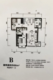 天津华侨城天鹅堡·观筑2室2厅1厨1卫建面88.00㎡