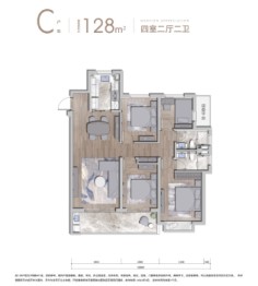 雅戈尔江上云境4室2厅1厨2卫建面128.00㎡